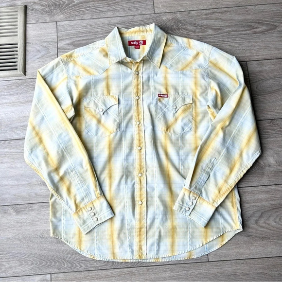 Salty Cotton Blend Plaid Western Button Down Shirt - Picture 3 of 13